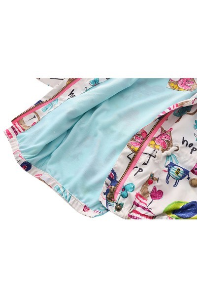 SKCC004 design printed zipper coat for girls children's wear hooded coat children's wear specialty store detail view-14